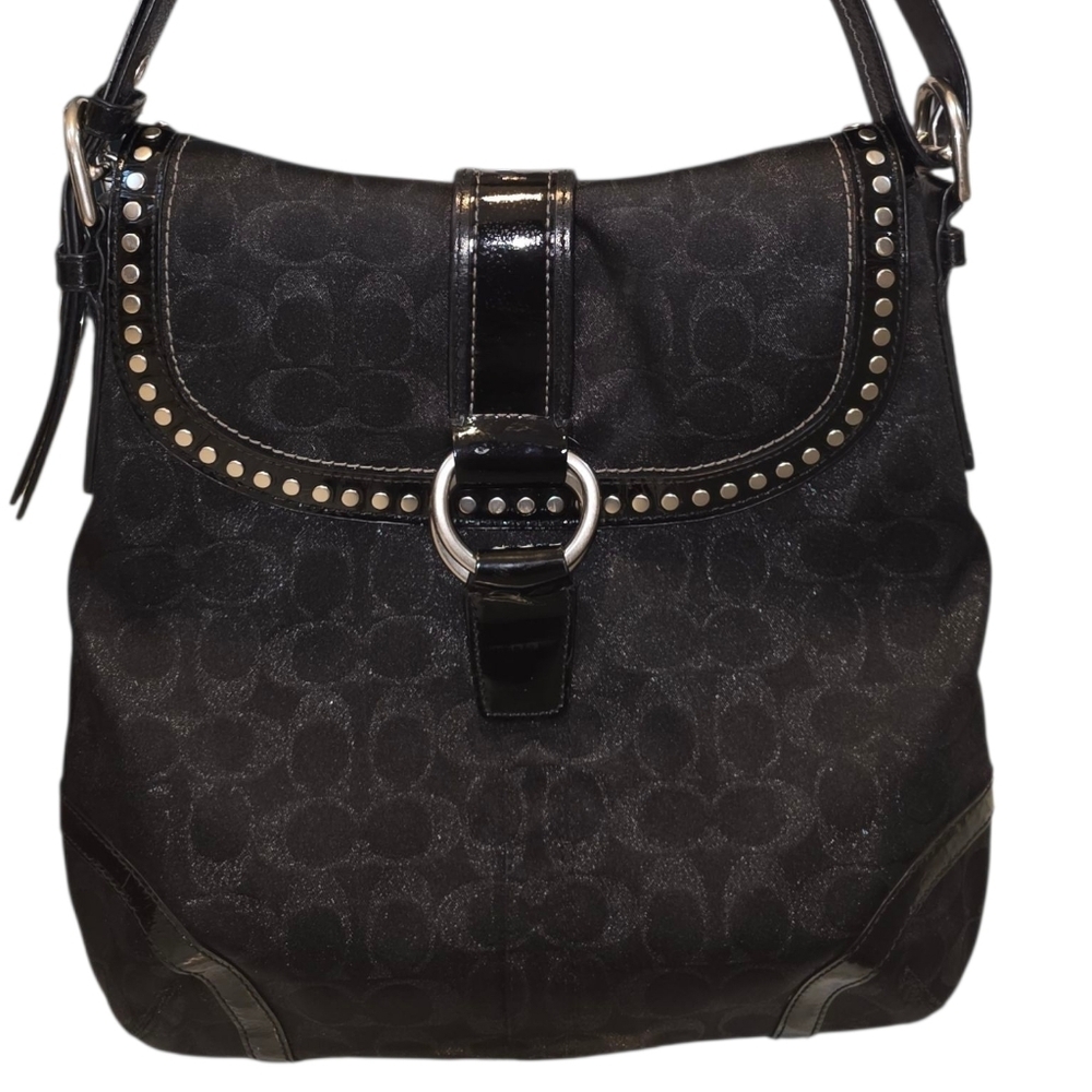 Coach F12852 Metallic Signature C Studded Flap Saddle Bag 2008